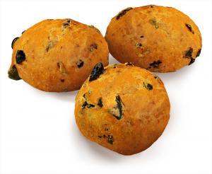 Frozen Par-baked  Mediterranean Bread Roll with tomato, olives and onions 40g 